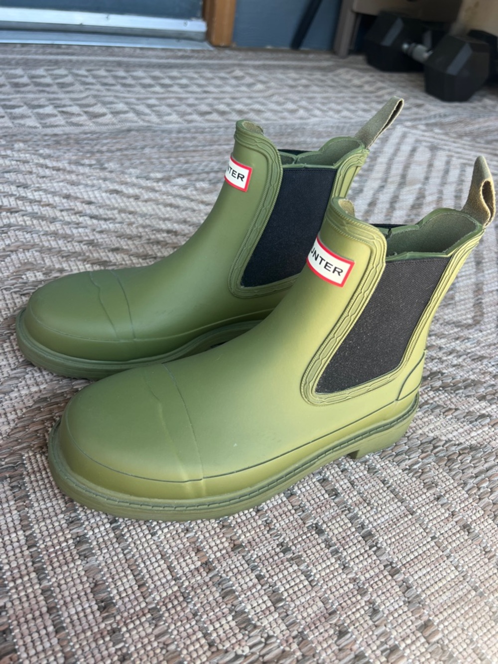 Hunter Olive Chelsea Rubber Boots with Black Elastic Panels